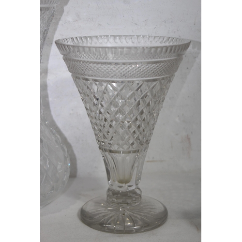 891 - 2 X CUT GLASS VASES AND LANGLEY POTS
31CM