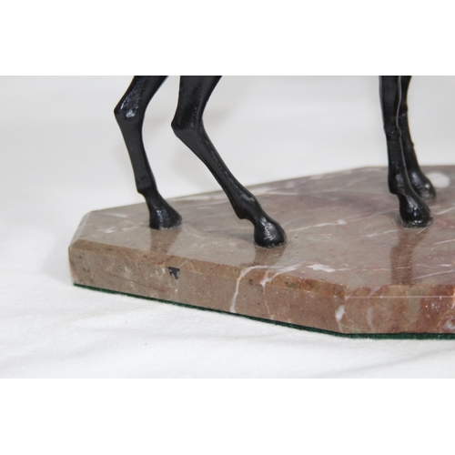 954 - COLD PAINTED FIGURE OF A YOUNG BOY AND DEER ON A MARBLE BASE
33 X 20CM