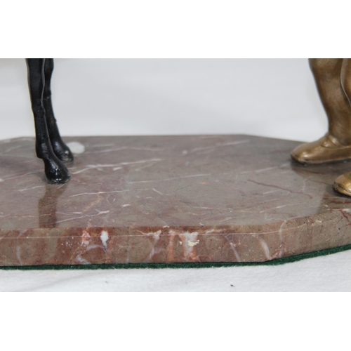 954 - COLD PAINTED FIGURE OF A YOUNG BOY AND DEER ON A MARBLE BASE
33 X 20CM