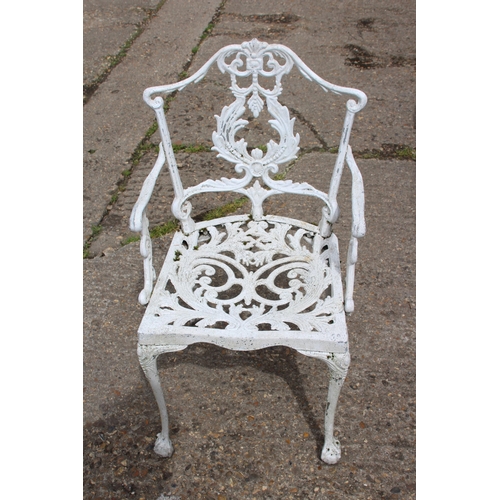 123 - 8 X METAL GARDEN CHAIRS - 5 ARE CARVERS 
47 X 44 X 80CM