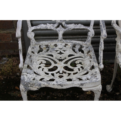 123 - 8 X METAL GARDEN CHAIRS - 5 ARE CARVERS 
47 X 44 X 80CM