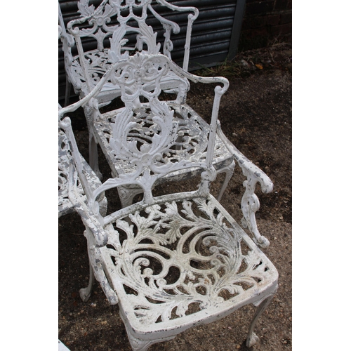 123 - 8 X METAL GARDEN CHAIRS - 5 ARE CARVERS 
47 X 44 X 80CM