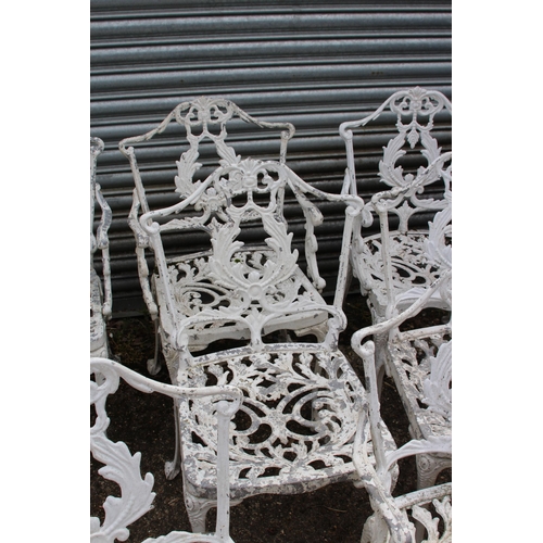 123 - 8 X METAL GARDEN CHAIRS - 5 ARE CARVERS 
47 X 44 X 80CM