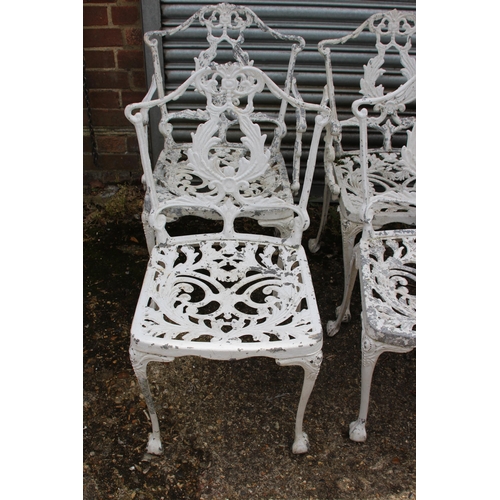 123 - 8 X METAL GARDEN CHAIRS - 5 ARE CARVERS 
47 X 44 X 80CM