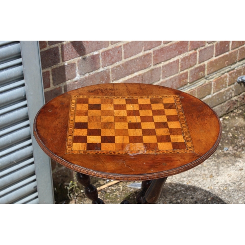 2 - ANTIQUE VICTORIAN C1890 BOBBIN TURNED LEG CHESS BOARD TABLE
71 X 47CM