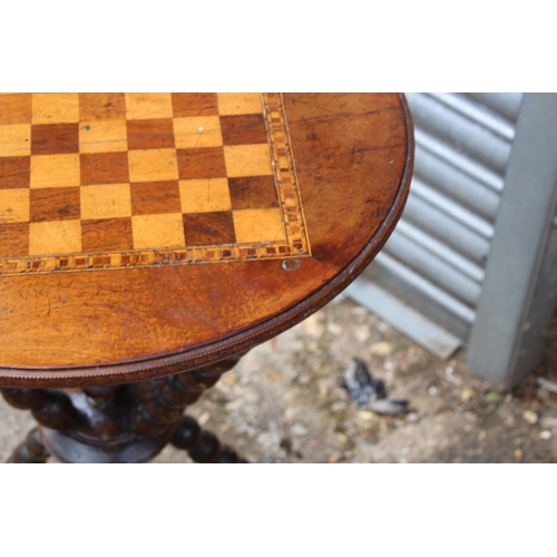 2 - ANTIQUE VICTORIAN C1890 BOBBIN TURNED LEG CHESS BOARD TABLE
71 X 47CM