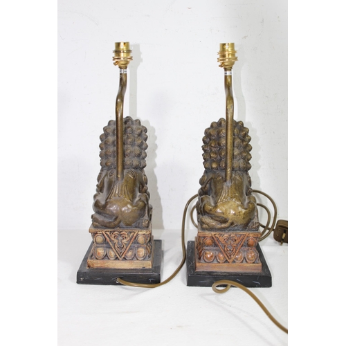 279 - PAIR OF TEMPLE DOG LAMPS
38 X 15 X 13CM