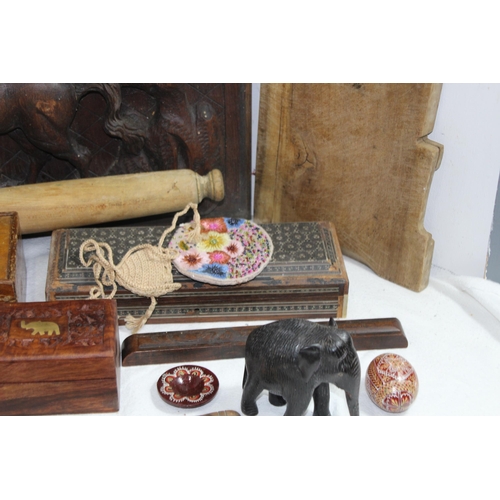 630 - QUANTITY OF MISCELLANEOUS ETHNIC BOXES AND OTHER ITEMS
51 X 42CM