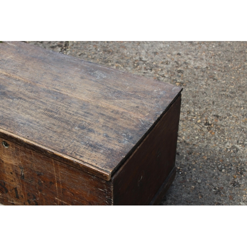 100 - ANTIQUE PINE TRUNK DATED 1843
76 X 48 X 48CM