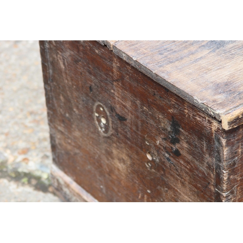 100 - ANTIQUE PINE TRUNK DATED 1843
76 X 48 X 48CM