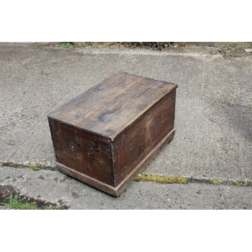 100 - ANTIQUE PINE TRUNK DATED 1843
76 X 48 X 48CM