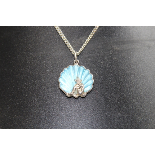 1007 - SILVER AND ENAMEL PENDANT NECKLACE