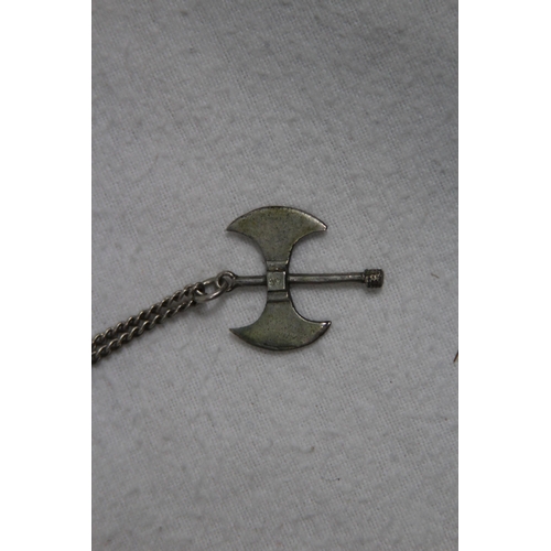 1018 - NORDIC AXE SILVER PENDANT NECKLACE