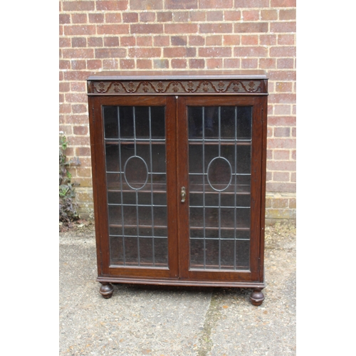 3 - VINTAGE OAK LEAD GLAZED BOOKCASE
88 x 28 x 121cm