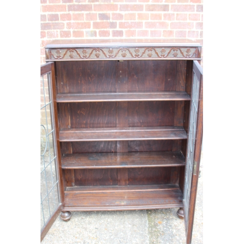 3 - VINTAGE OAK LEAD GLAZED BOOKCASE
88 x 28 x 121cm