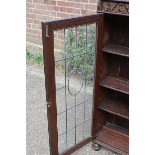 3 - VINTAGE OAK LEAD GLAZED BOOKCASE
88 x 28 x 121cm