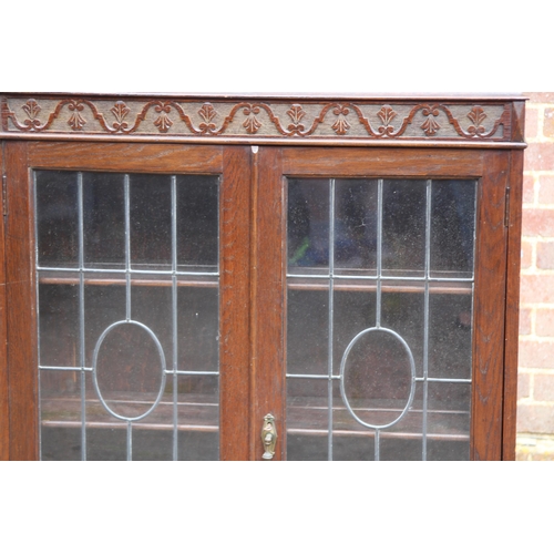 3 - VINTAGE OAK LEAD GLAZED BOOKCASE
88 x 28 x 121cm