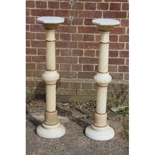 58 - PAIR OF ALABASTER PILLARS 
101CM