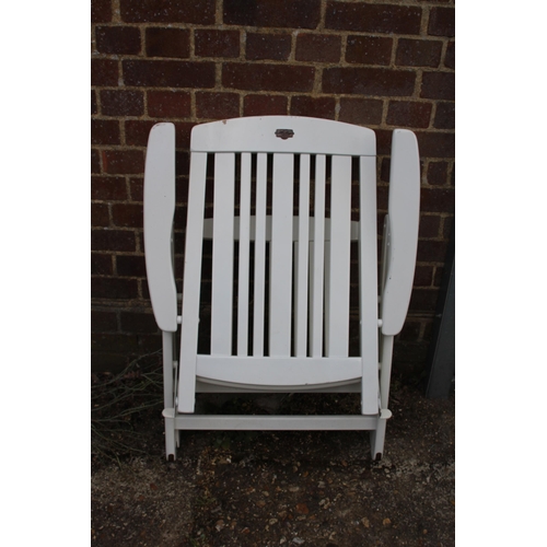 92 - PAIR OF HERLEY WOODEN RECLINING GARDEN CHAIRS 
65 X 51 X 109CM