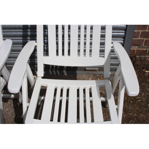 92 - PAIR OF HERLEY WOODEN RECLINING GARDEN CHAIRS 
65 X 51 X 109CM