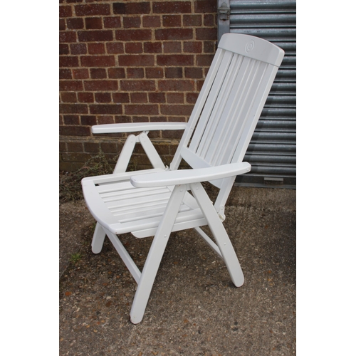 92 - PAIR OF HERLEY WOODEN RECLINING GARDEN CHAIRS 
65 X 51 X 109CM