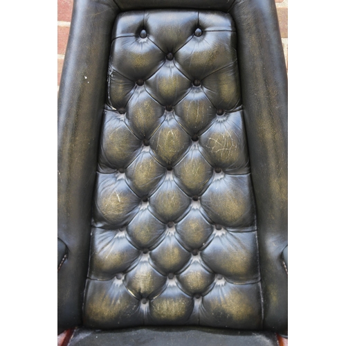 96 - CHESTERFIELD LEATHER SWIVEL BUTTON BACK DESK CHAIR
61 X 55 X 120CM