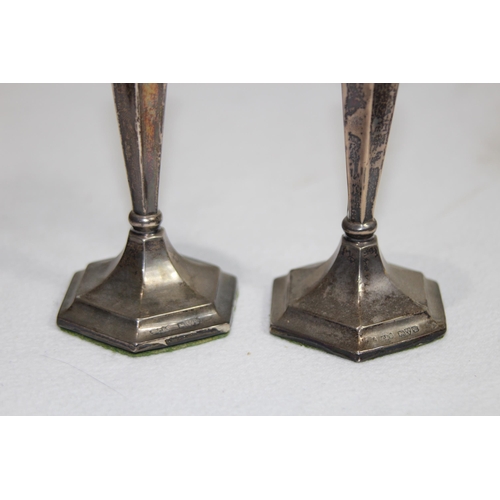 1143 - PAIR OF SILVER CANDLESTICKS WEIGHTED - CHESTER 1920 - CLARK AND SEWELL