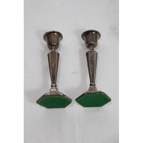 1143 - PAIR OF SILVER CANDLESTICKS WEIGHTED - CHESTER 1920 - CLARK AND SEWELL