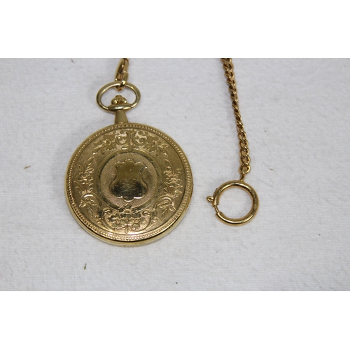 963 - CATOREX GOLD TONE FOB WATCH AND CHAIN