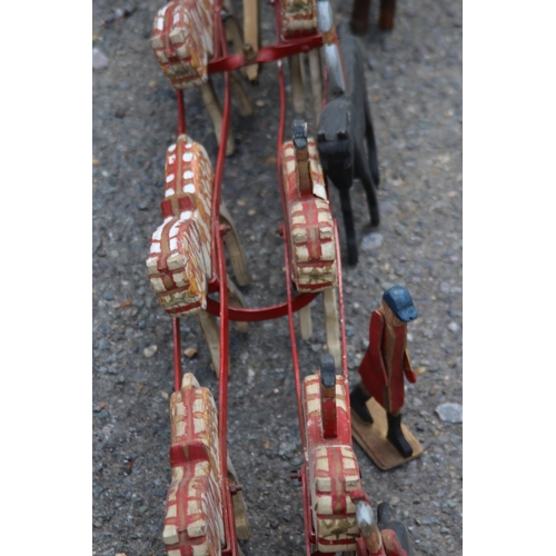 709 - ANTIQUE WOODEN HANDMADE HORSE AND COACH