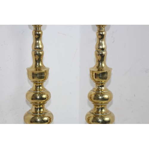 280 - PAIR OF BRASS  CHURCH CANDLE STICKS
64CM