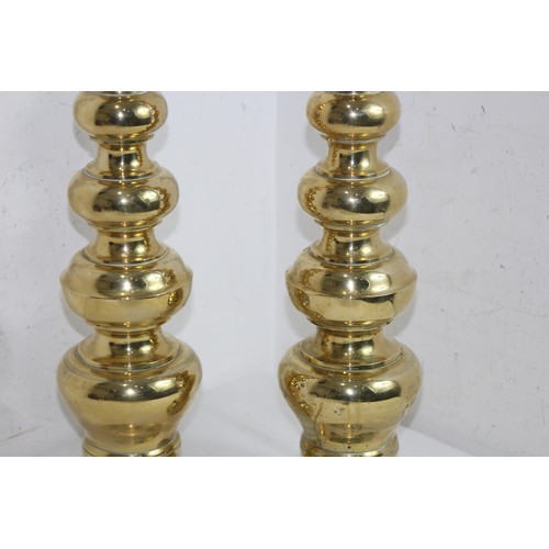 280 - PAIR OF BRASS  CHURCH CANDLE STICKS
64CM