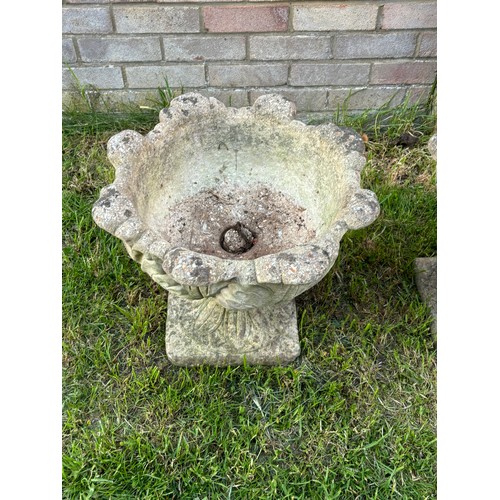 111A - PAIR OF STONE URN STYLE POTS 
35CM