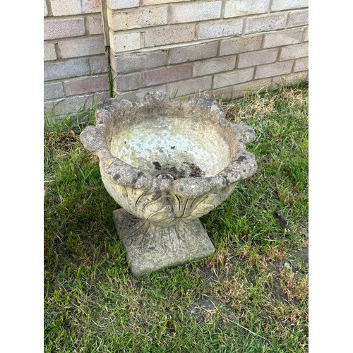 111A - PAIR OF STONE URN STYLE POTS 
35CM