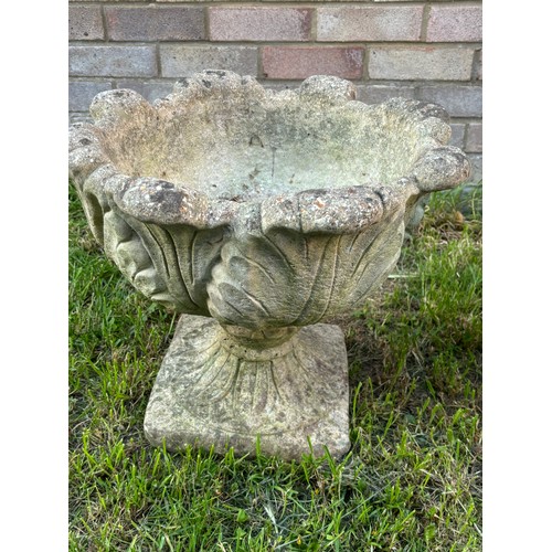 111A - PAIR OF STONE URN STYLE POTS 
35CM