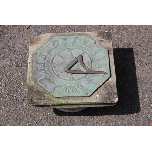 109 - STONE SUNDIAL ON PEDESTAL BASE 
85 X 40 X 40CM