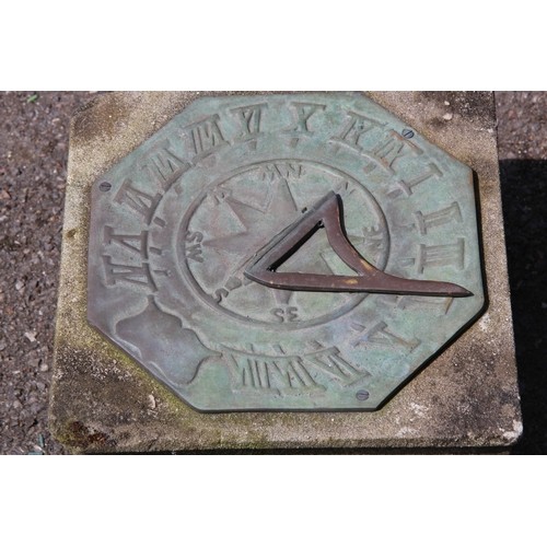 109 - STONE SUNDIAL ON PEDESTAL BASE 
85 X 40 X 40CM