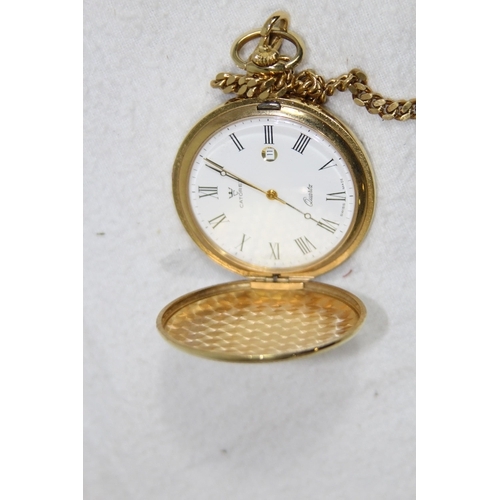 963 - CATOREX GOLD TONE FOB WATCH AND CHAIN