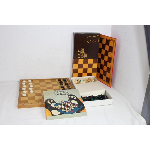 588 - QUANTITY OF CHESS SET AND DRAUGHTS