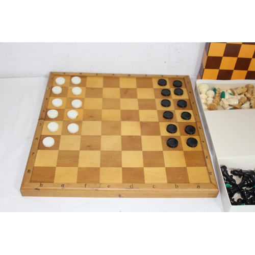 588 - QUANTITY OF CHESS SET AND DRAUGHTS