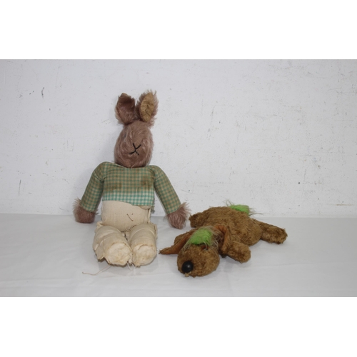 596 - 2 X VINTAGE CHILDS RABBIT TEDDY BEARS