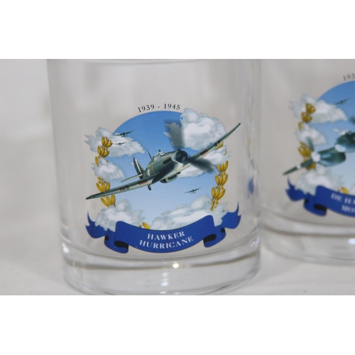 760 - DECANTER AND GLASSES CELEBRATING WWII AIRCRAFT - STOPPER A/F
23CM