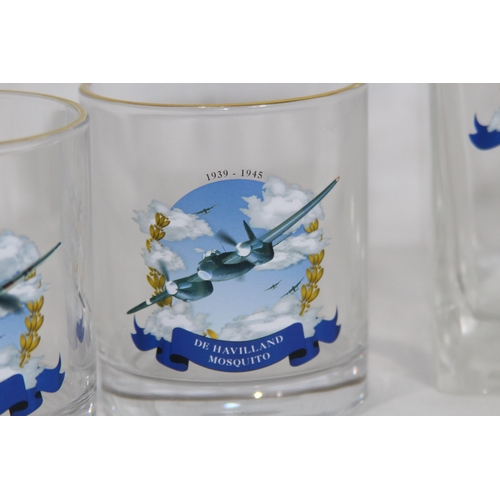 760 - DECANTER AND GLASSES CELEBRATING WWII AIRCRAFT - STOPPER A/F
23CM