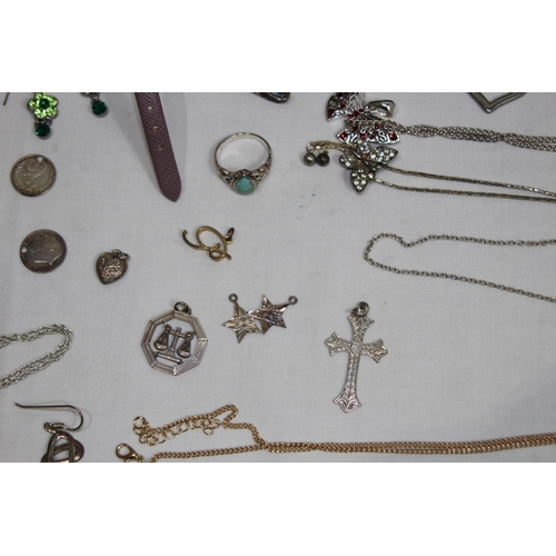 423 - BOX OF COSTUME JEWELLERY INCLUDING SILVER