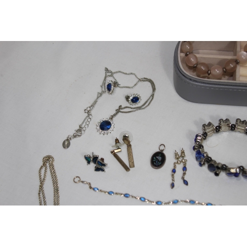 423 - BOX OF COSTUME JEWELLERY INCLUDING SILVER