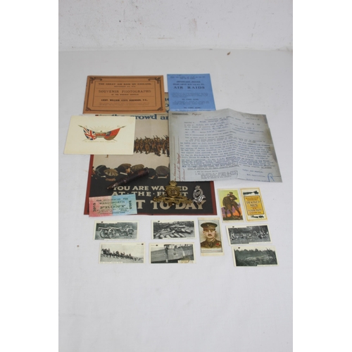 773 - QUANTITY OF MILITARY EPHEMERA PLUS CAP BADGES