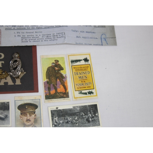 773 - QUANTITY OF MILITARY EPHEMERA PLUS CAP BADGES