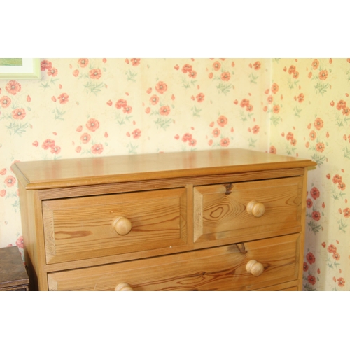 23 - NATURAL PINE 2/4 CHEST OF DRAWERS 
90 X 45 X 125CM