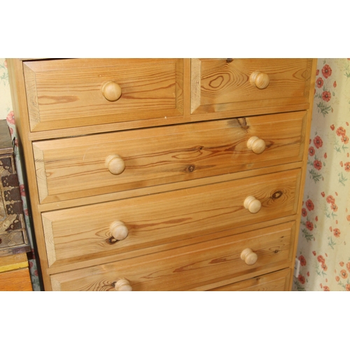 23 - NATURAL PINE 2/4 CHEST OF DRAWERS 
90 X 45 X 125CM