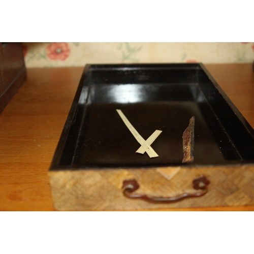 459 - ANTIQUE EASTERN MARQUETRY DESK TIDY
80 X 30 X 28CM
